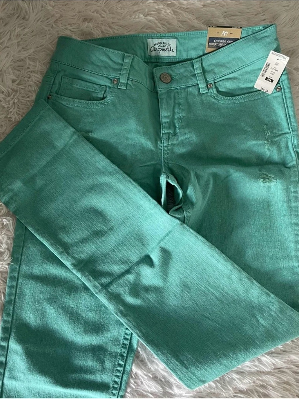 NWT Y2K Aeropostale BAYLA Skinny Jeans (Low Rise/Signature Skinny Fit) Turquoise